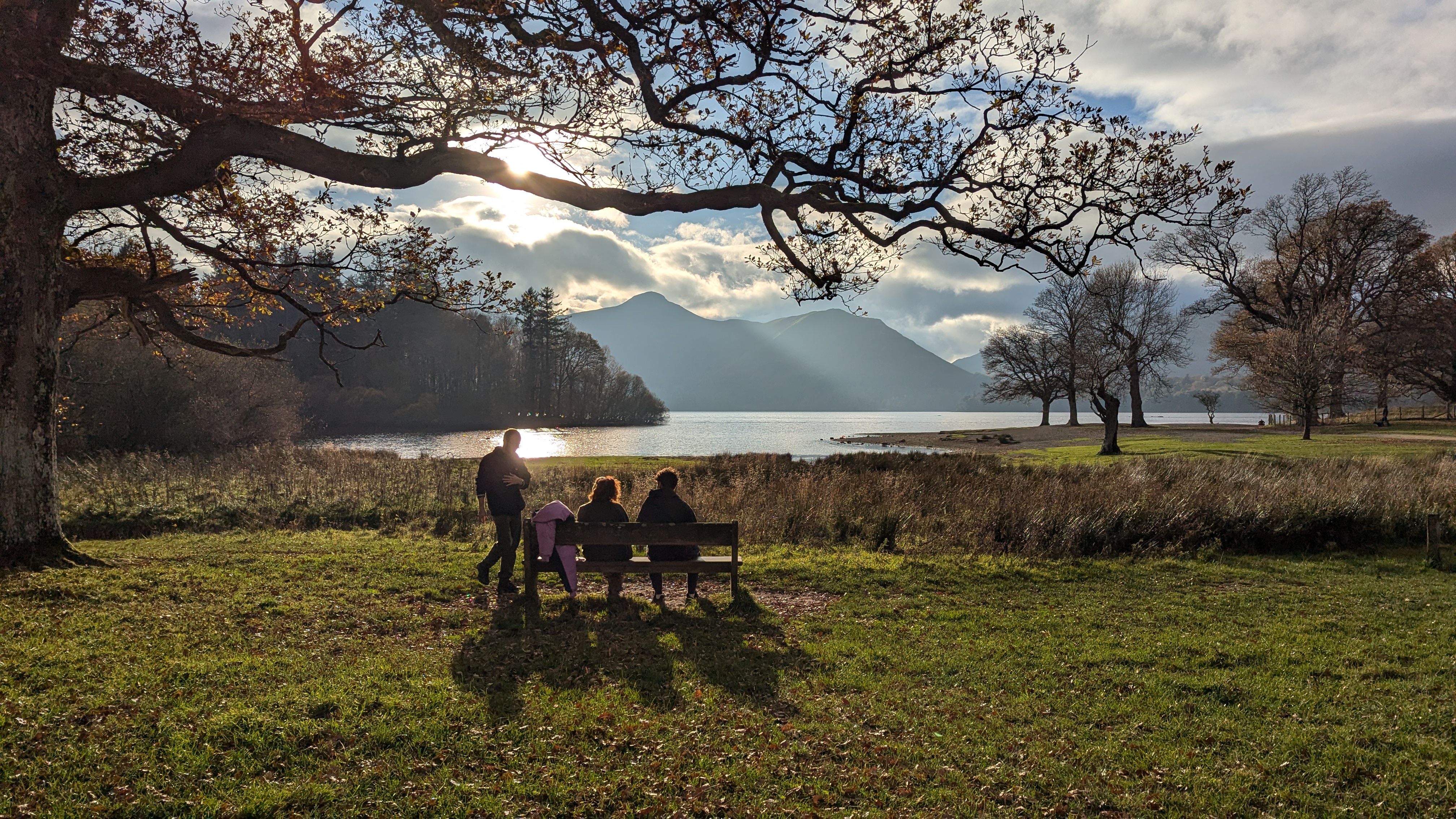 Derwentwater and the fells at golden hour near Castlerigg Manor